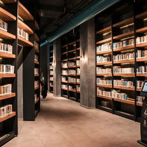 Modern library shelves symbolising SEO structure and organisation, representing Stellar Digital Media’s SEO services to improve visibility, rankings, and growth